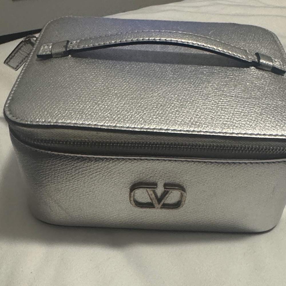 Valentino Garavani Silver Cosmetic Case Modern Design